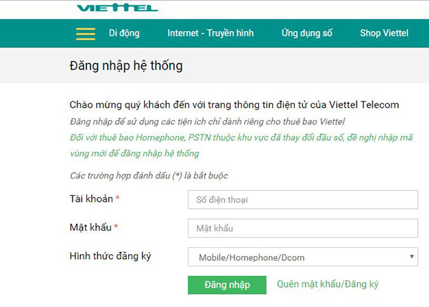 Tra cứu cước thuê bao trả sau của Viettel qua địa chỉ web